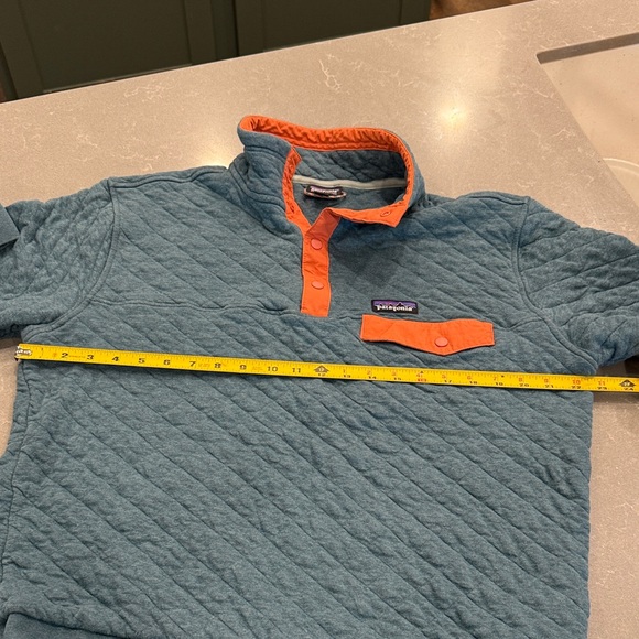 Patagonia Quilted Snap Pullover — Teal with Orange Trim - Picture 3 of 5